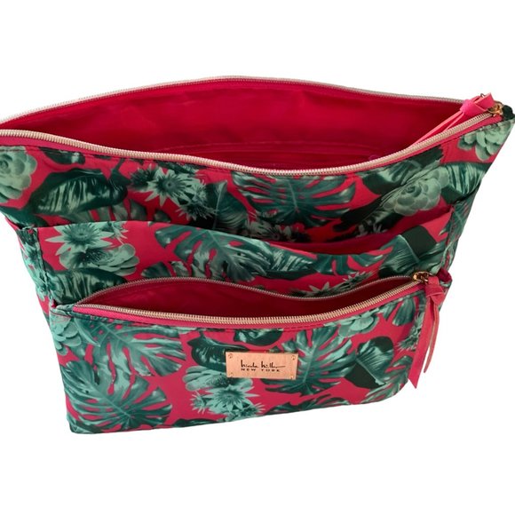 Nicole Miller New York Palm Tree Toiletry Bag Large Travel Bag 4 Compartments - Picture 11 of 13